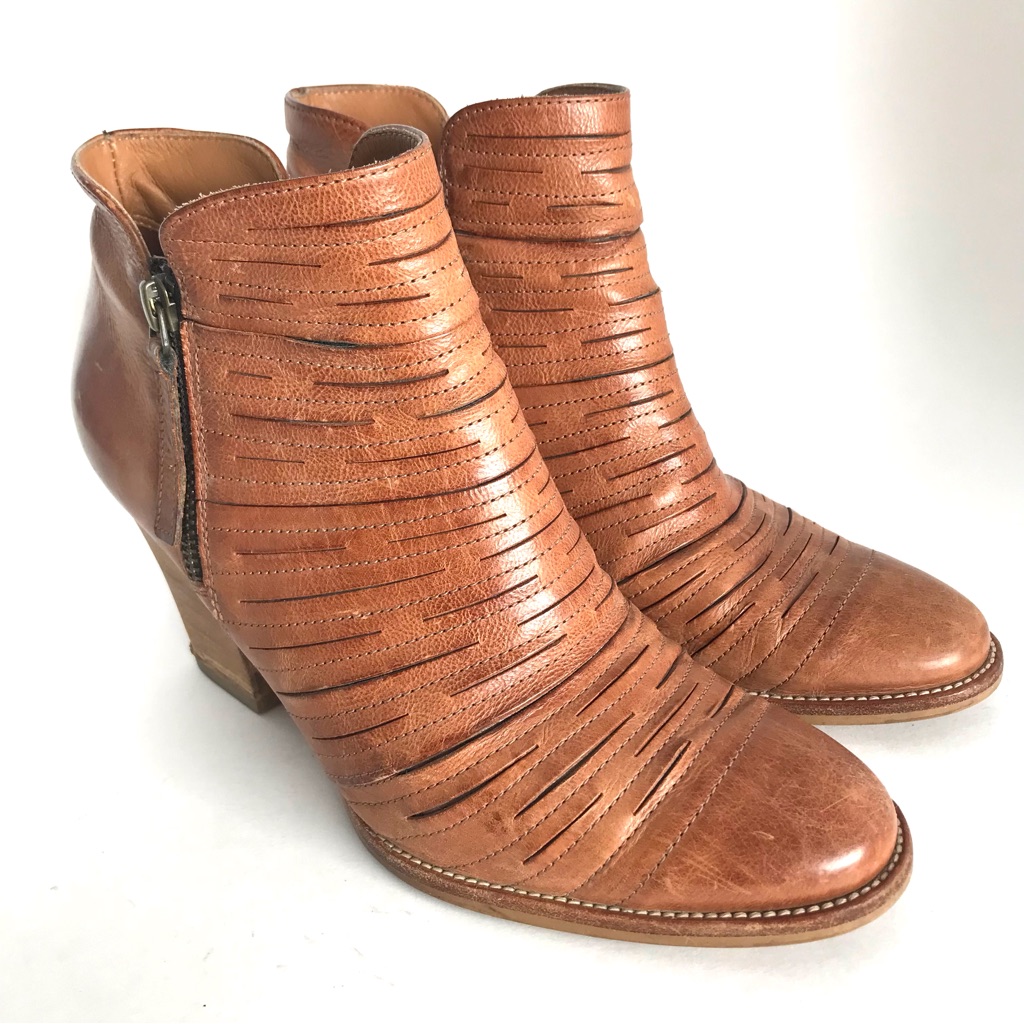 Paul Green Malibu Sliced Zipper Tan Ankle Boots (7)